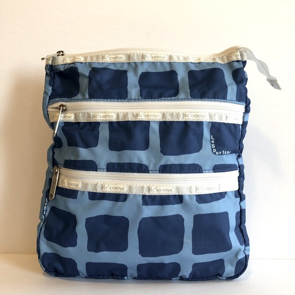 LESPORTSAC 3-Zip blue white nylon crossbody GUC - Picture 3 of 7
